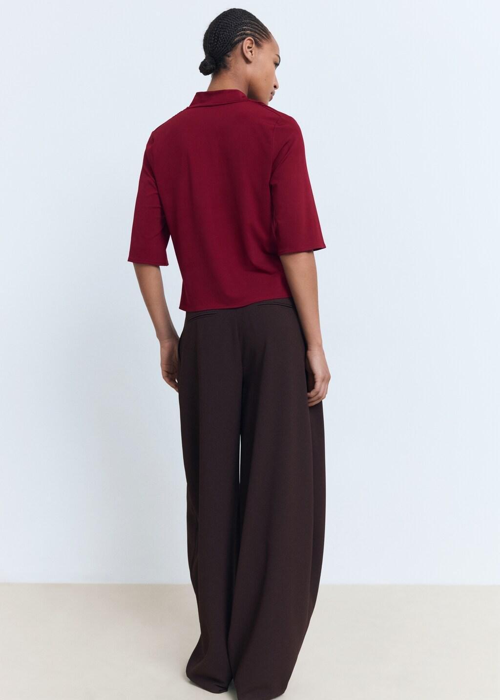 Red Draped Neck Top, , large image number 5