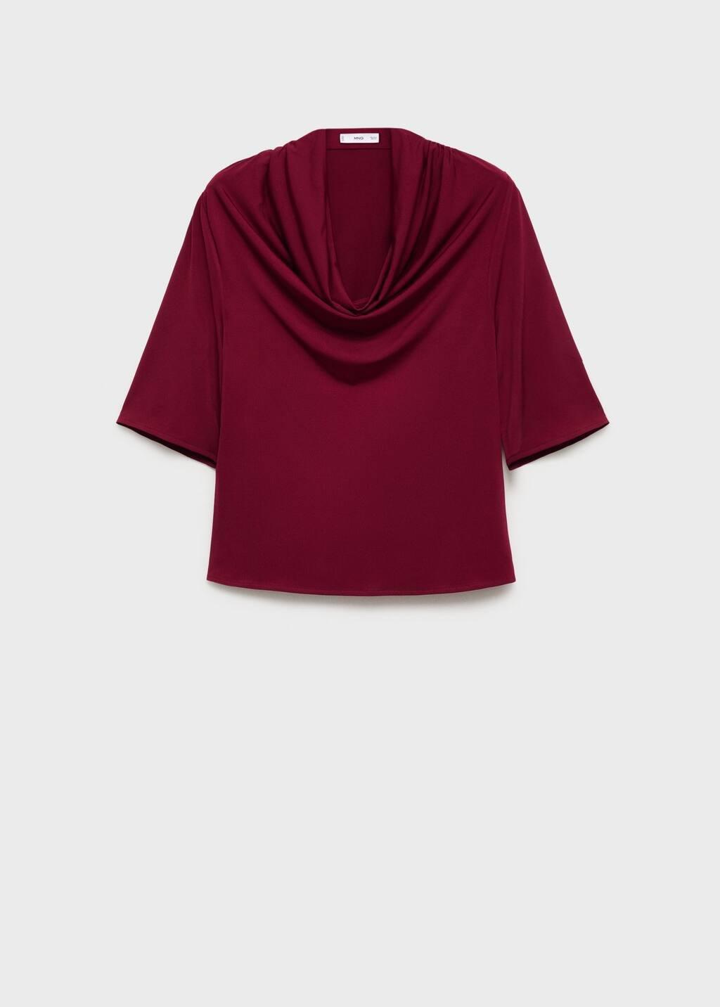 Red Draped Neck Top, Dark Red, large image number 6