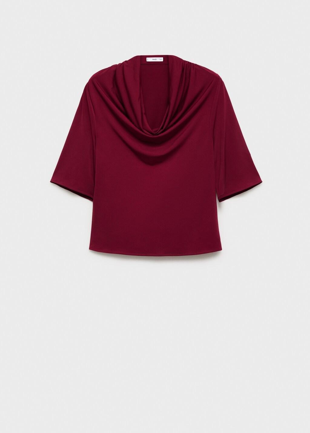 Red Draped Neck Top, Dark Red, large image number 10
