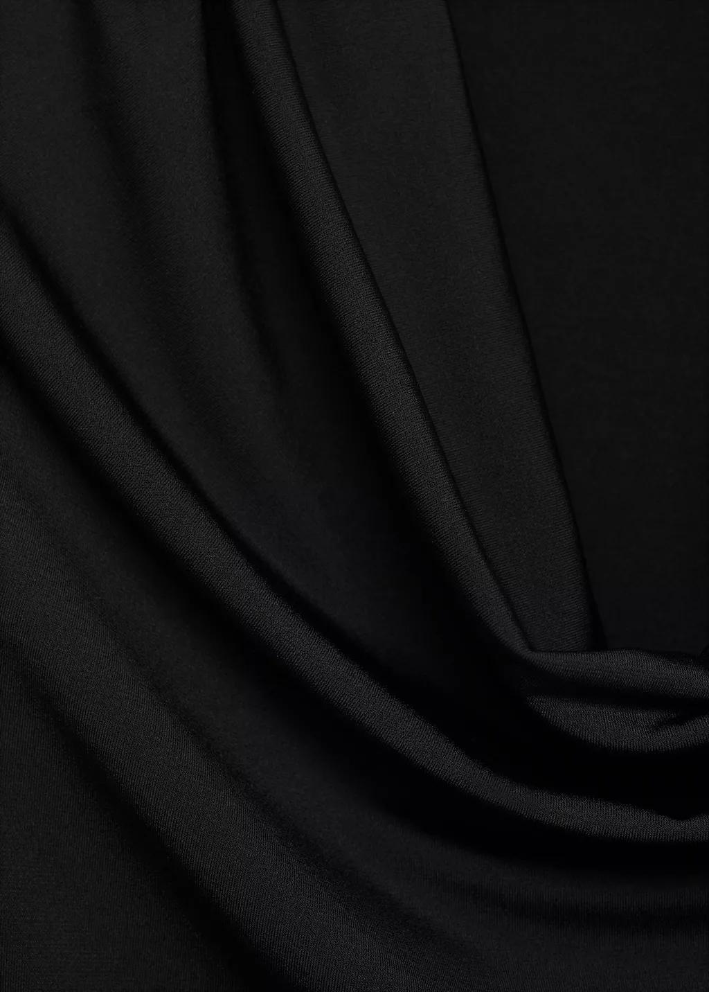 Black Draped Neck Top, , large image number 1