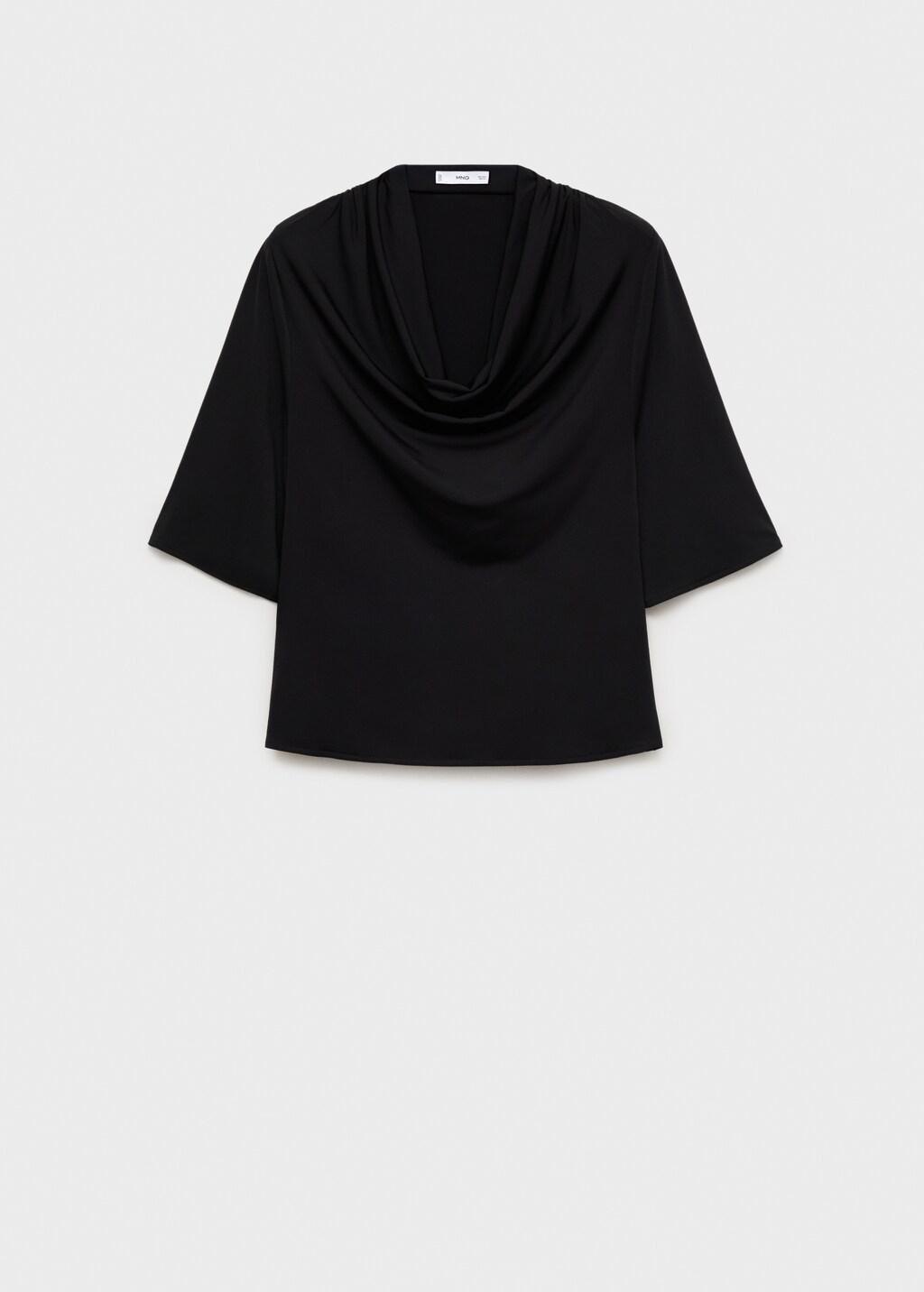 BLACK Draped neck top, Black, large image number 6