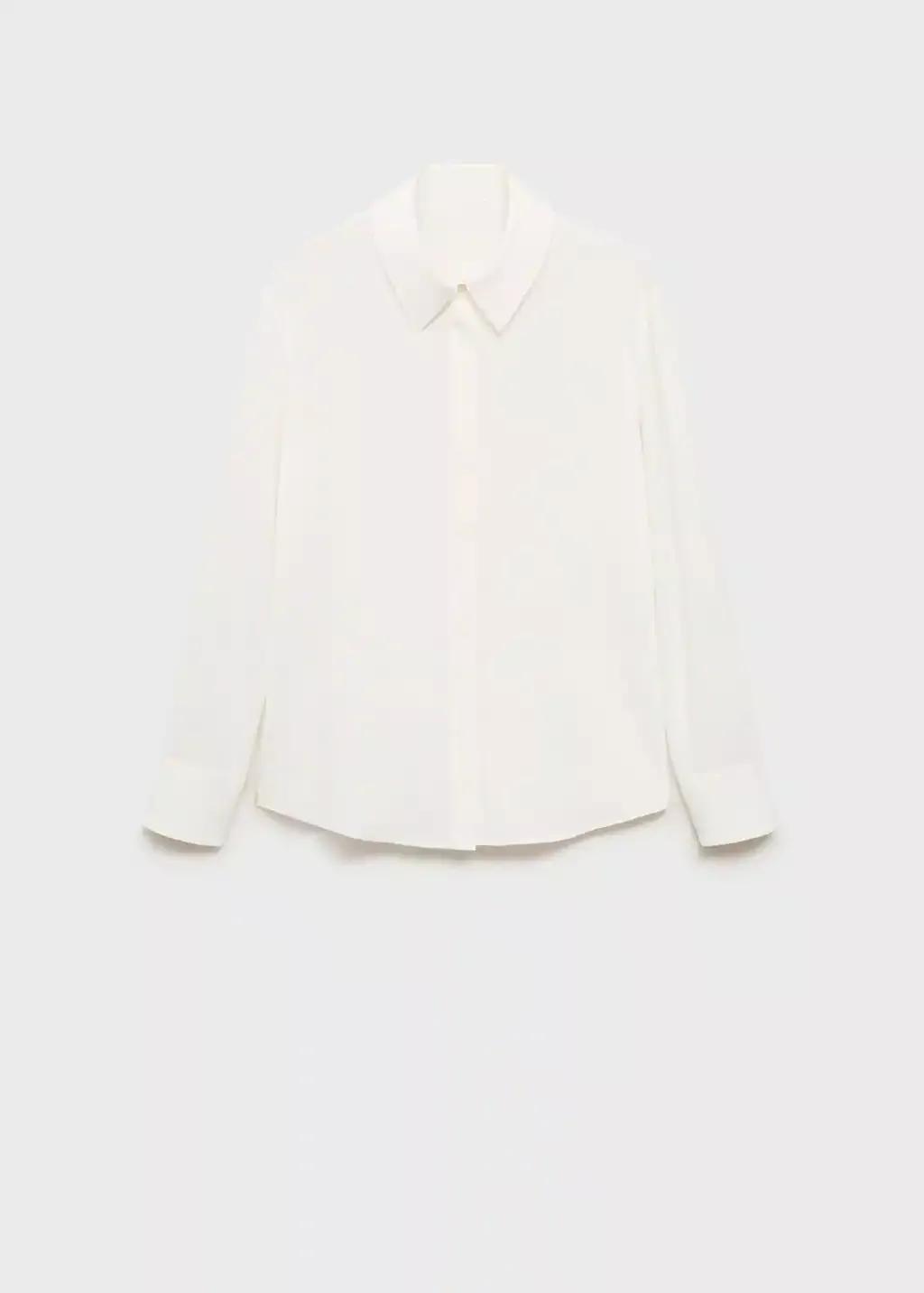 White Long-Sleeved Flowing Shirt, 0201_02, medium