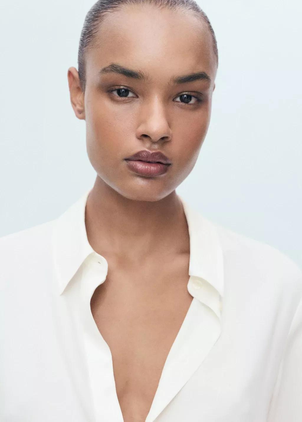 White Long-Sleeved Flowing Shirt, 0201_02, large image number 2