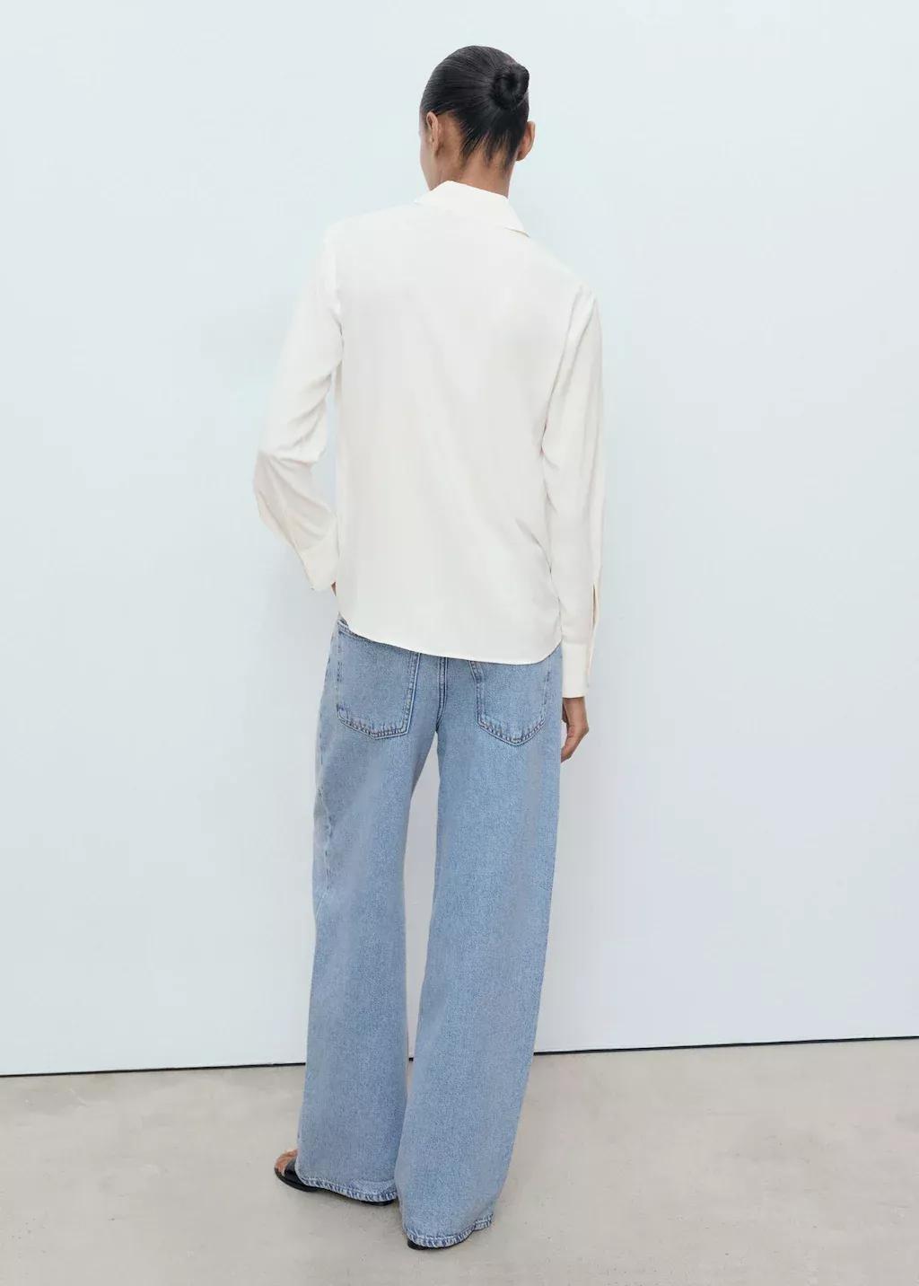 White Long-Sleeved Flowing Shirt, 0201_02, large image number 8