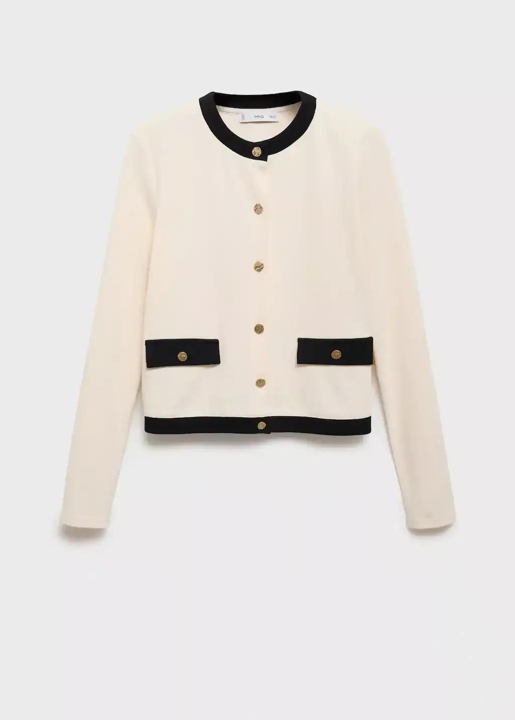 LIGHT BEIGE Contrasting cotton cardigan, Light Beige, large image number 3
