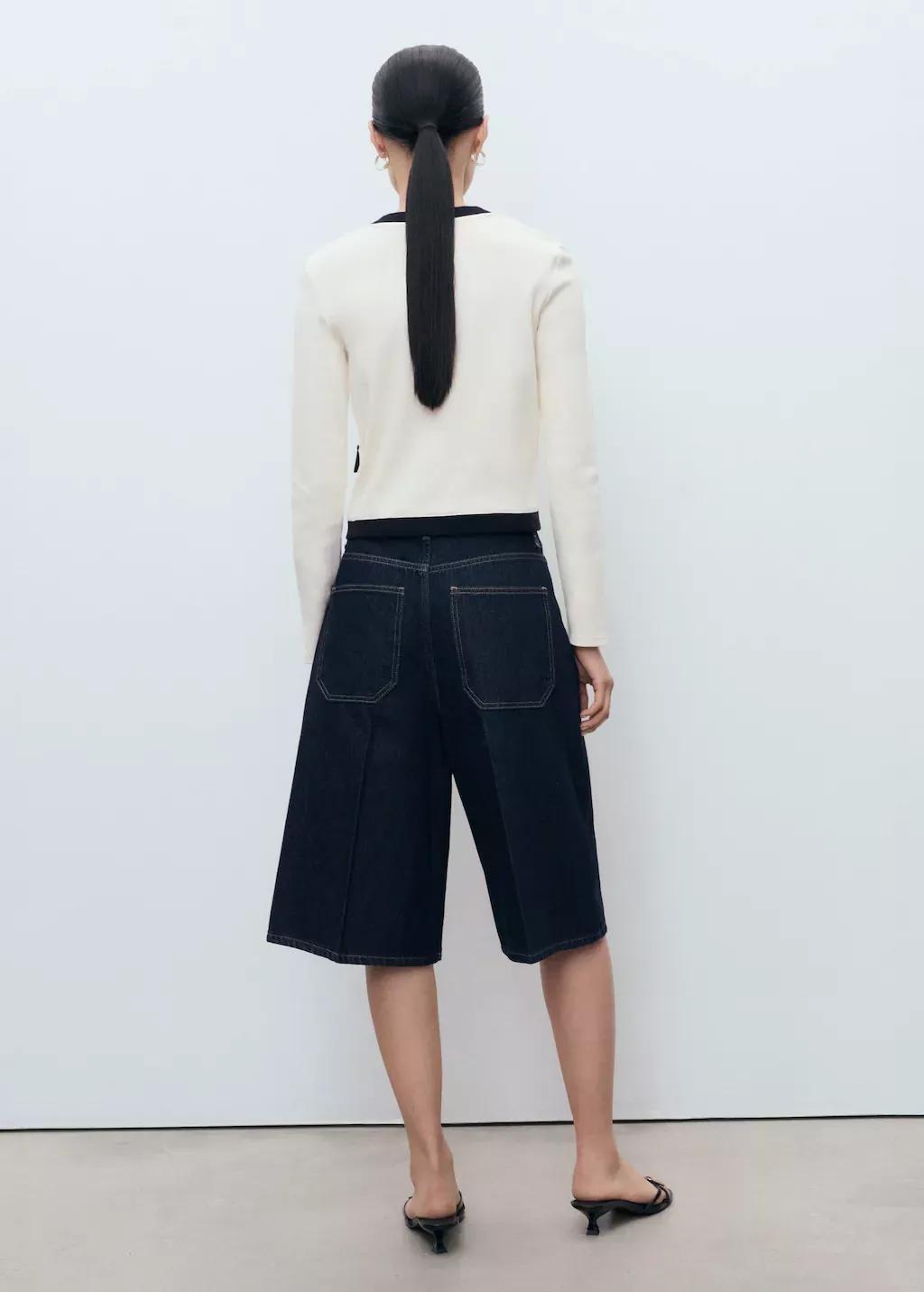 Beige Contrasting Cotton Cardigan, 0201_05, large image number 5
