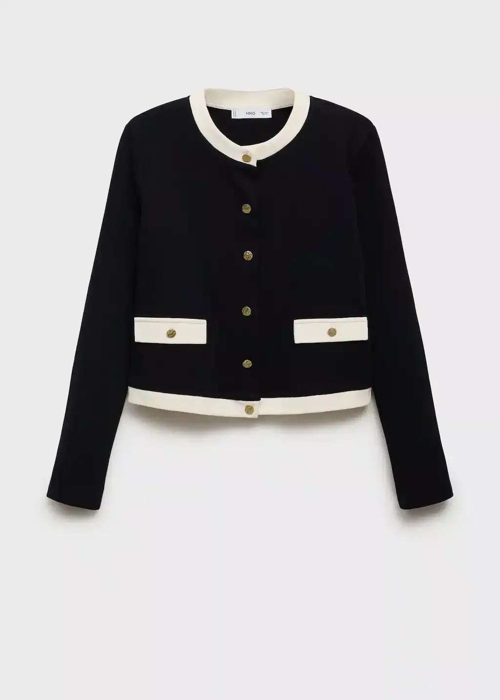 BLACK Contrasting cotton cardigan, , large image number 3
