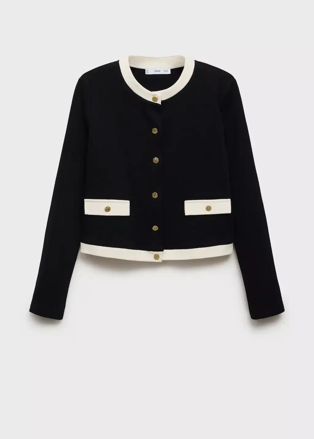 BLACK Contrasting cotton cardigan, , large image number 7
