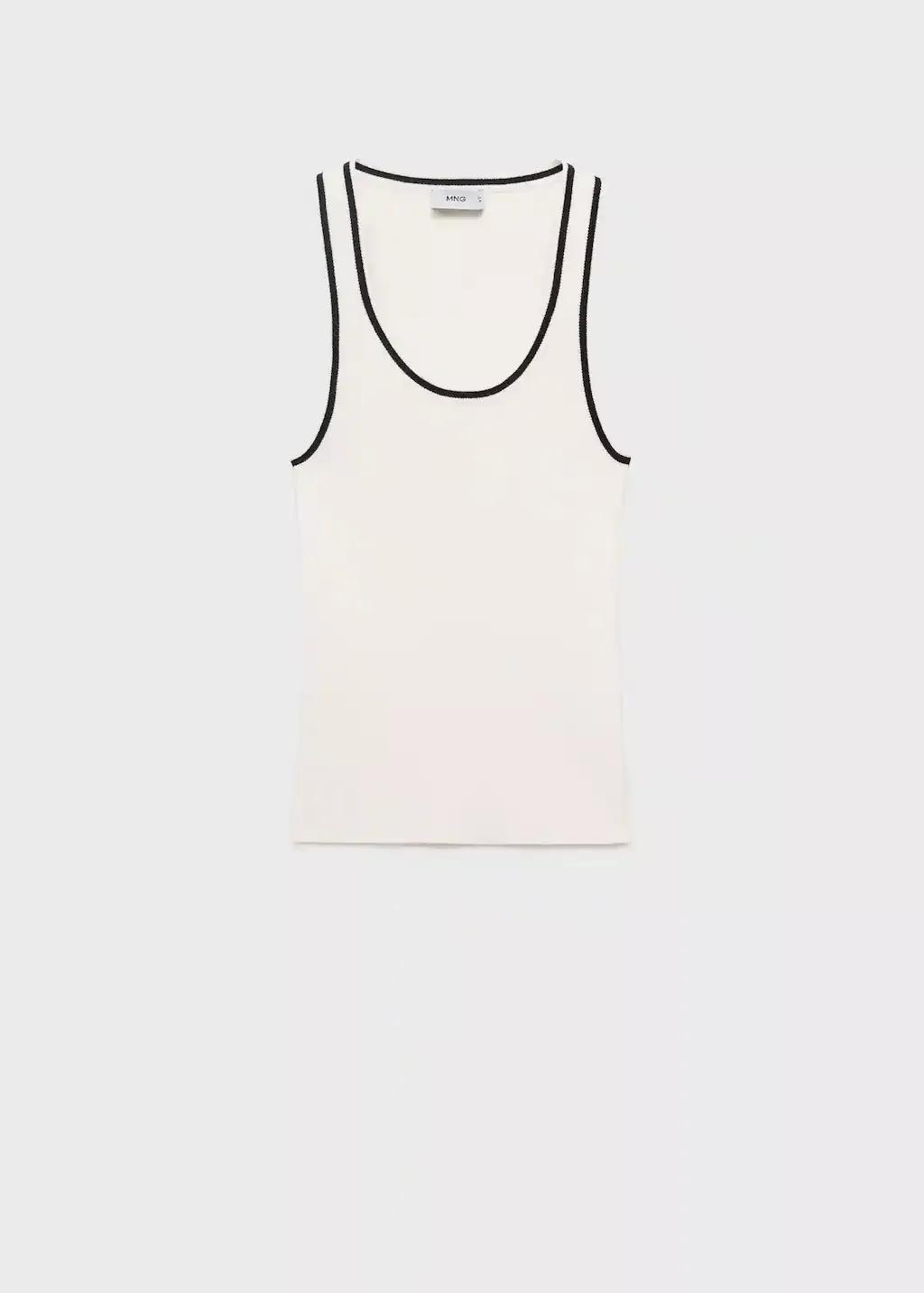 Beige Knitted Top With Contrast Details, , large image number 0