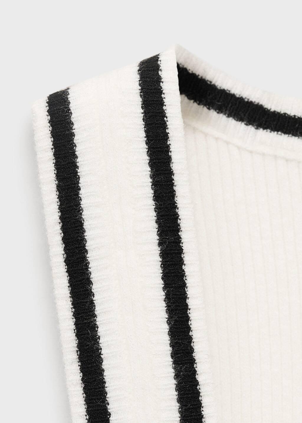 Beige Knitted Top With Contrast Details, , large image number 1
