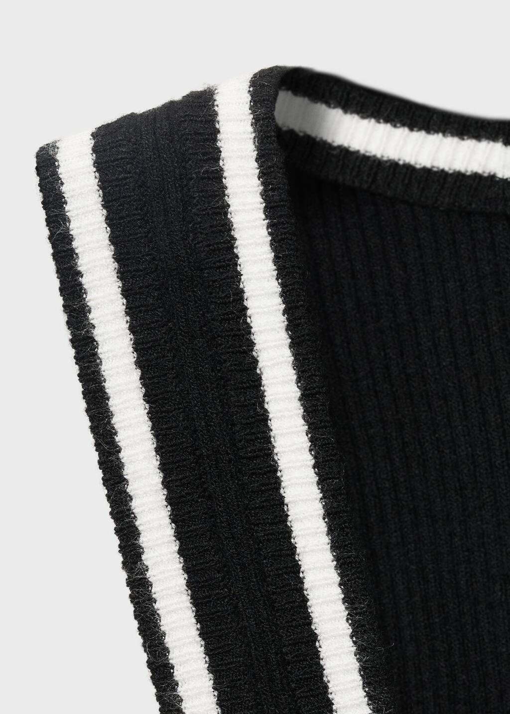 Black Knitted Top With Contrast Details, Black, large image number 1