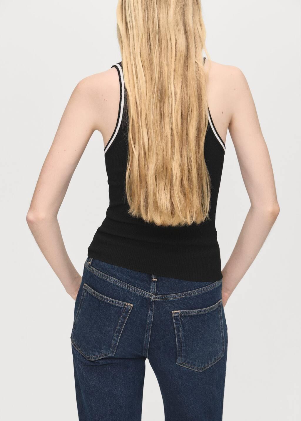 Black Knitted Top With Contrast Details, Black, large image number 4