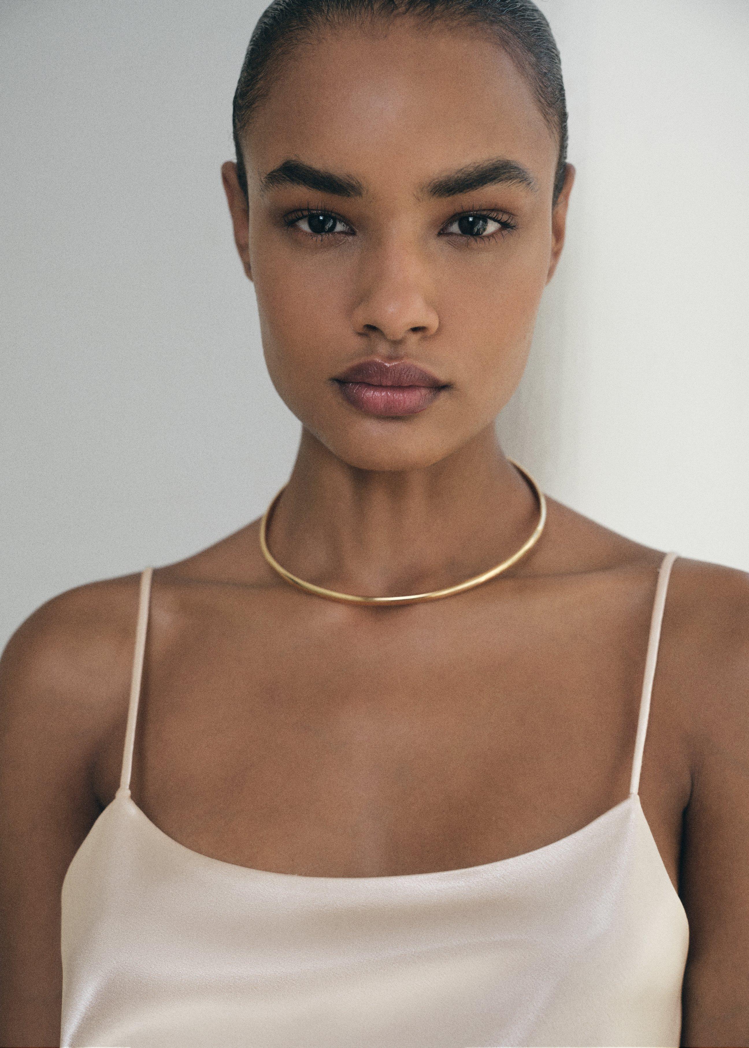 Beige Satin top with straps, Light Beige, large image number 2