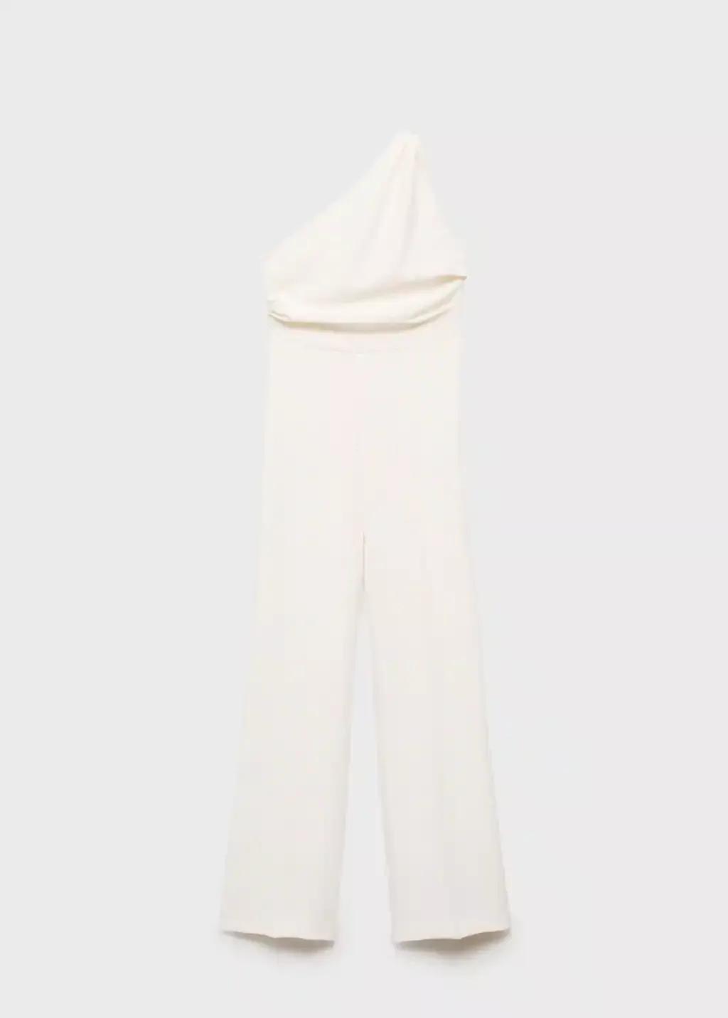 White Long asymmetrical draped jumpsuit, , large image number 3