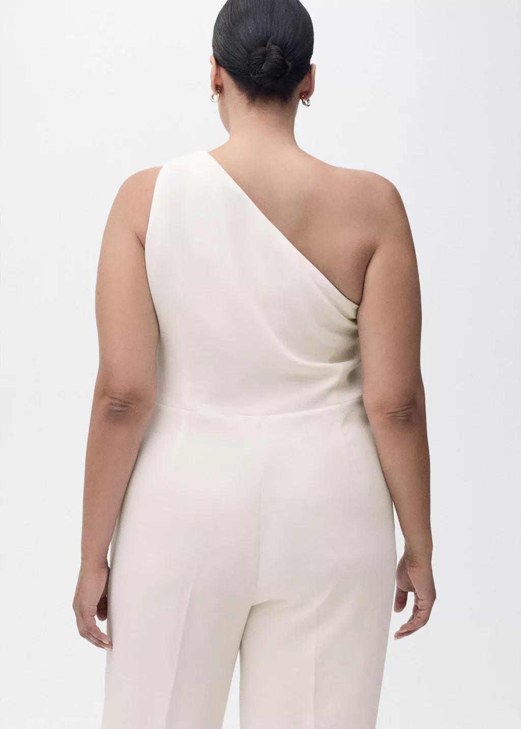 White Long asymmetrical draped jumpsuit, , large image number 4