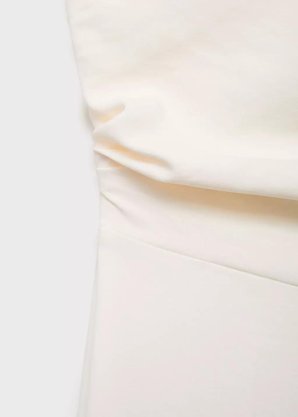 White Long asymmetrical draped jumpsuit, , large image number 6