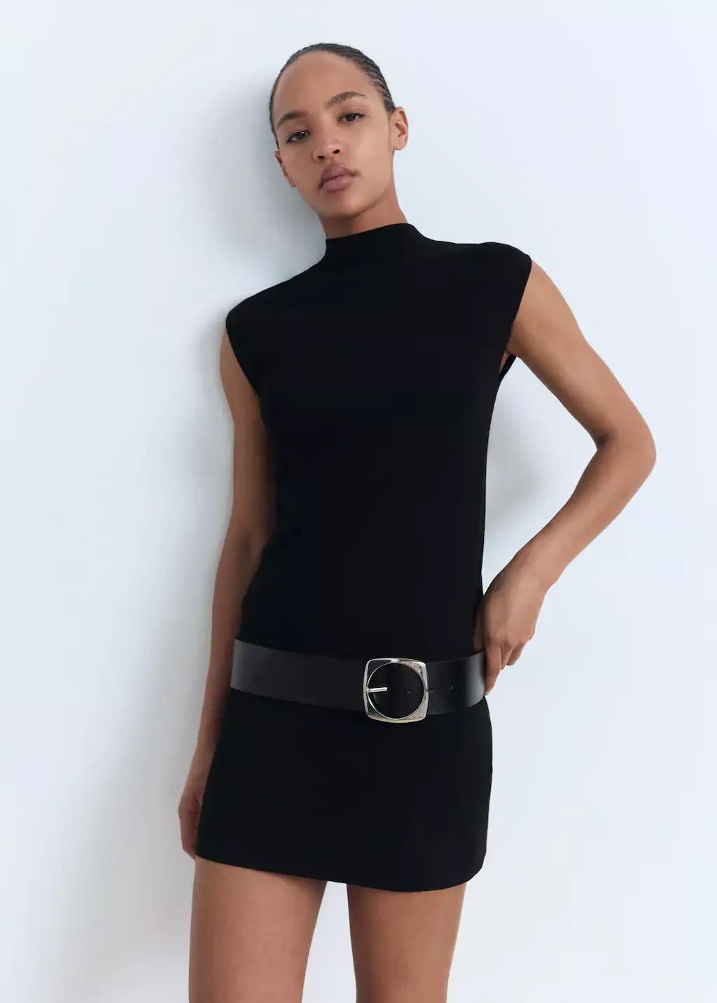 BLACK Short knitted dress, , large image number 1