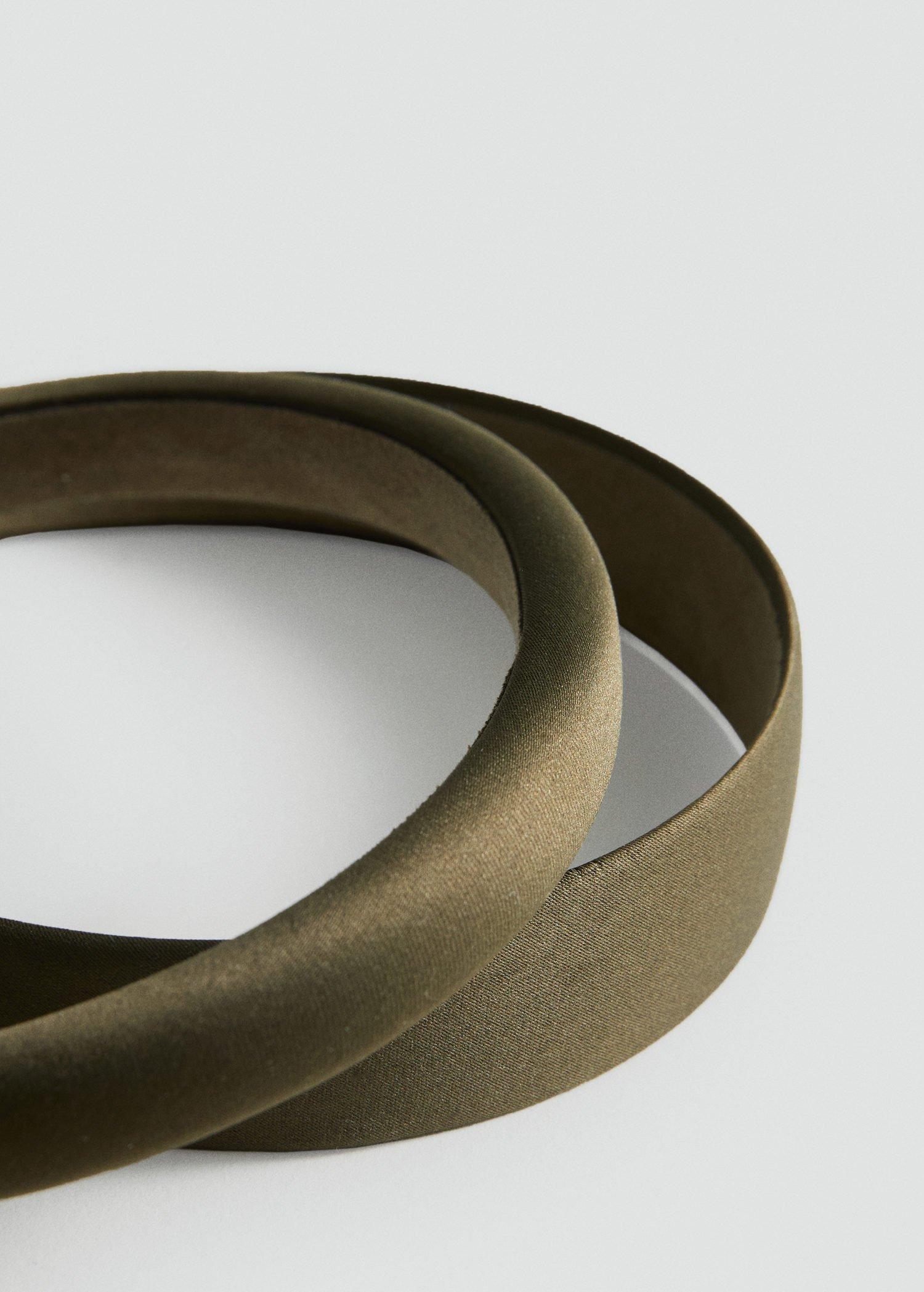 Khaki Satin Headbands, Set Of 2, , medium