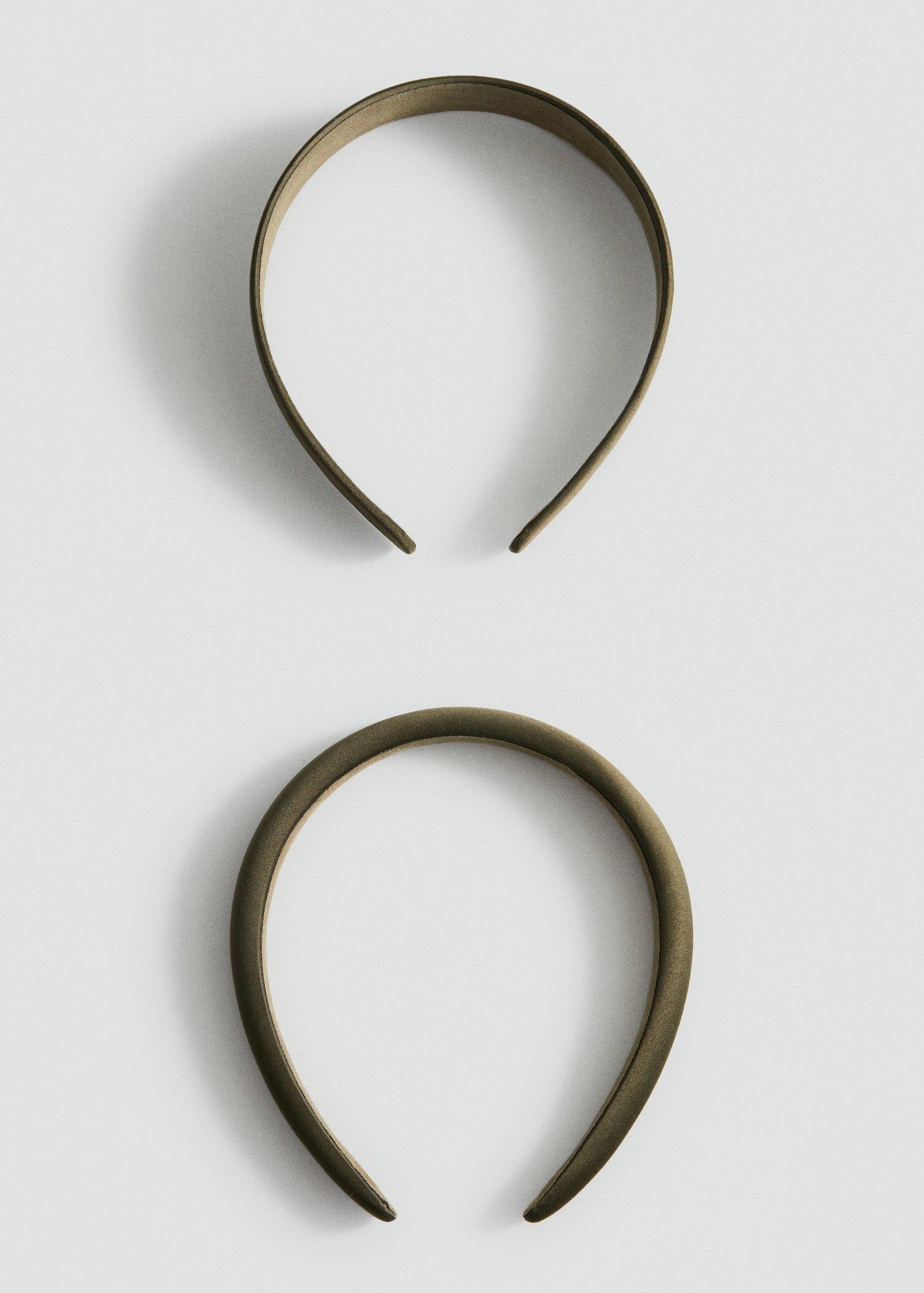Khaki Satin Headbands, Set Of 2, Beige - Khaki, large image number 1