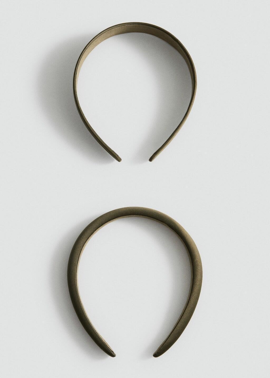 Khaki Satin Headbands, Set Of 2, Beige - Khaki, large image number 3