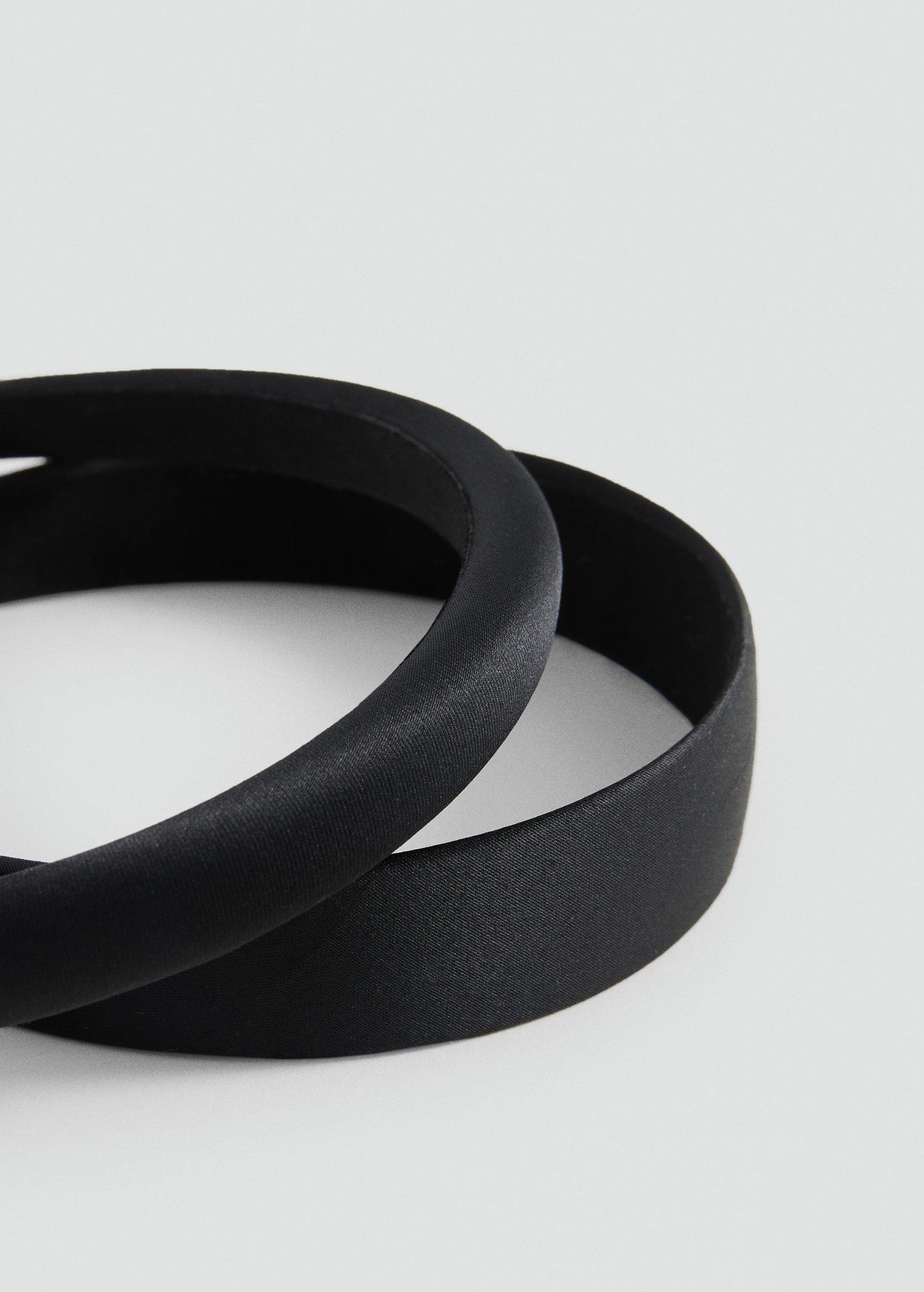 BLACK Set of 2 satin headbands, Black, large image number 0