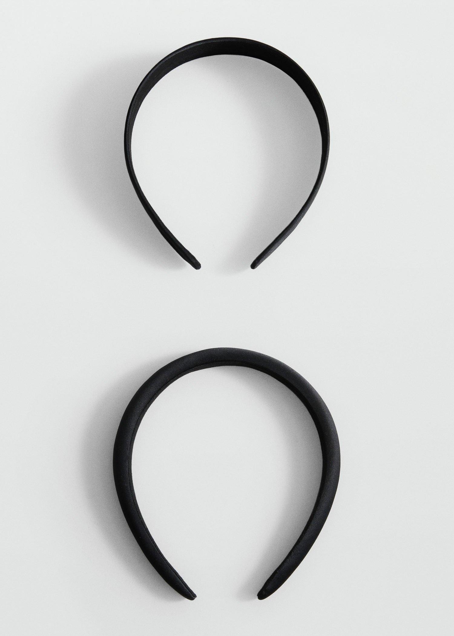 BLACK Set of 2 satin headbands, Black, large image number 1