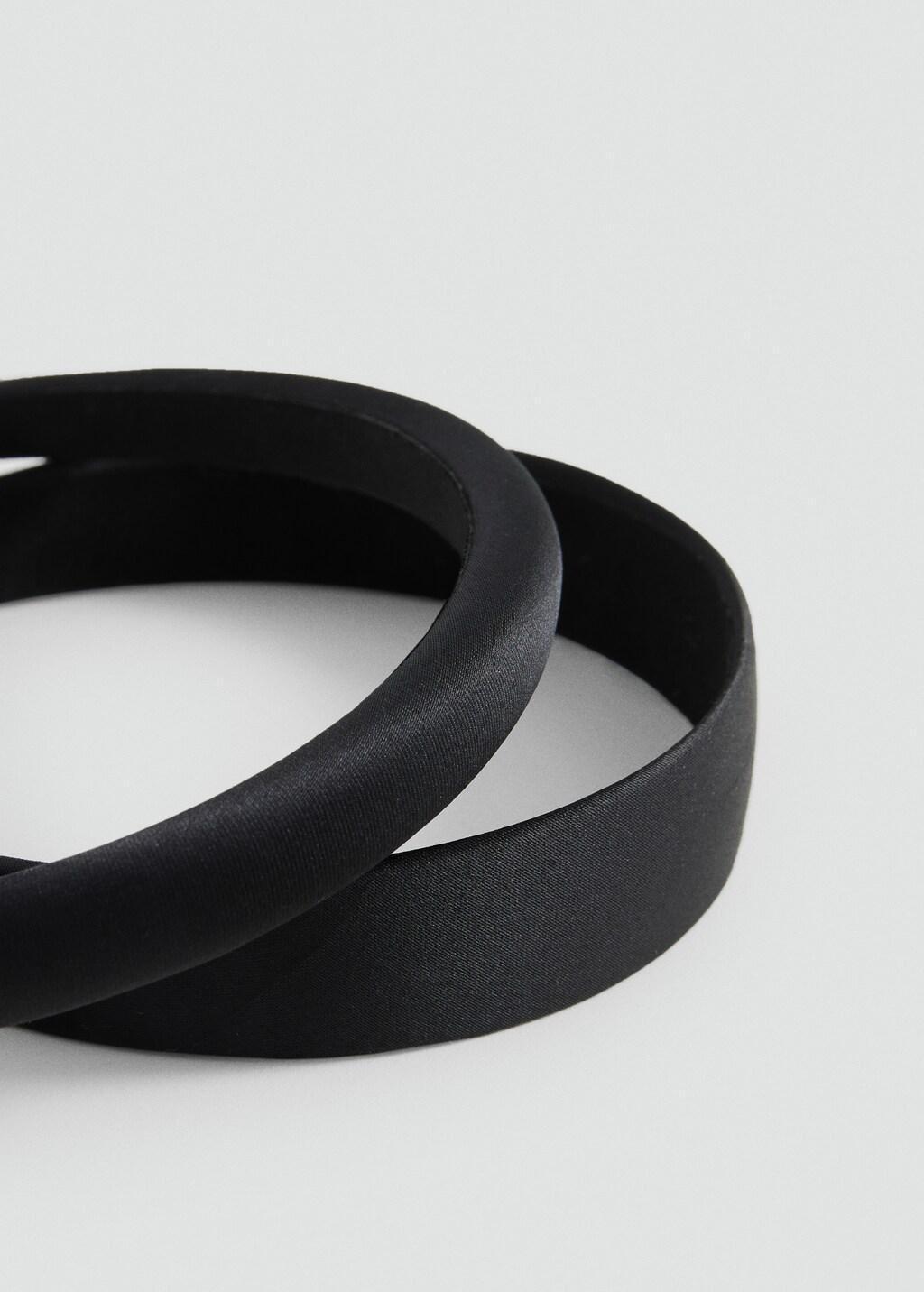 BLACK Set of 2 satin headbands, Black, large image number 2