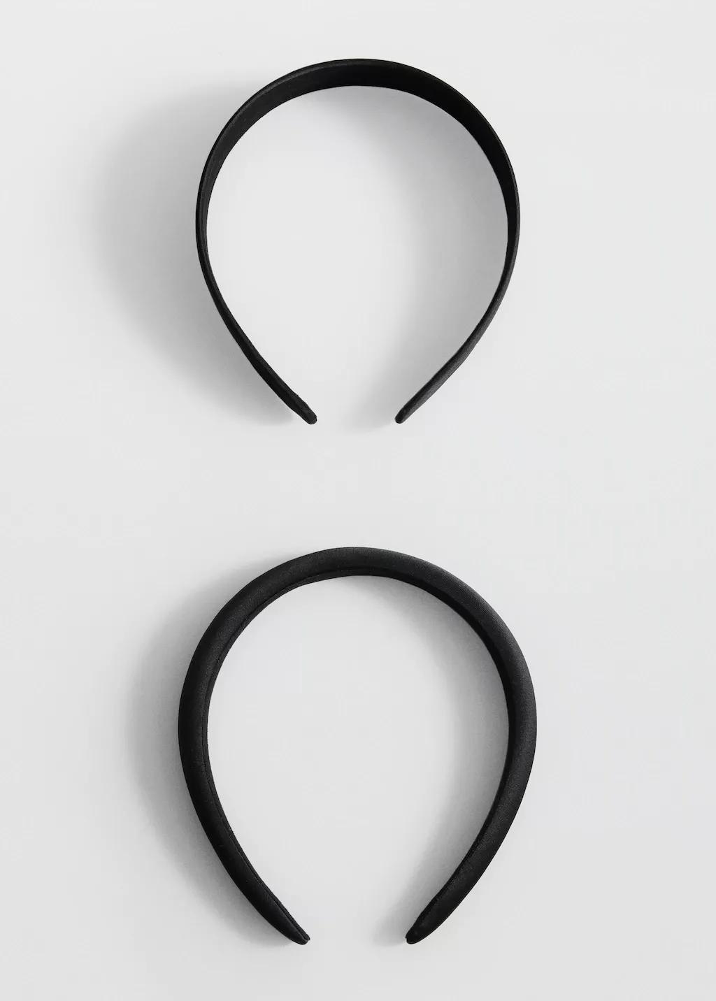 BLACK Set of 2 satin headbands, Black, large image number 4