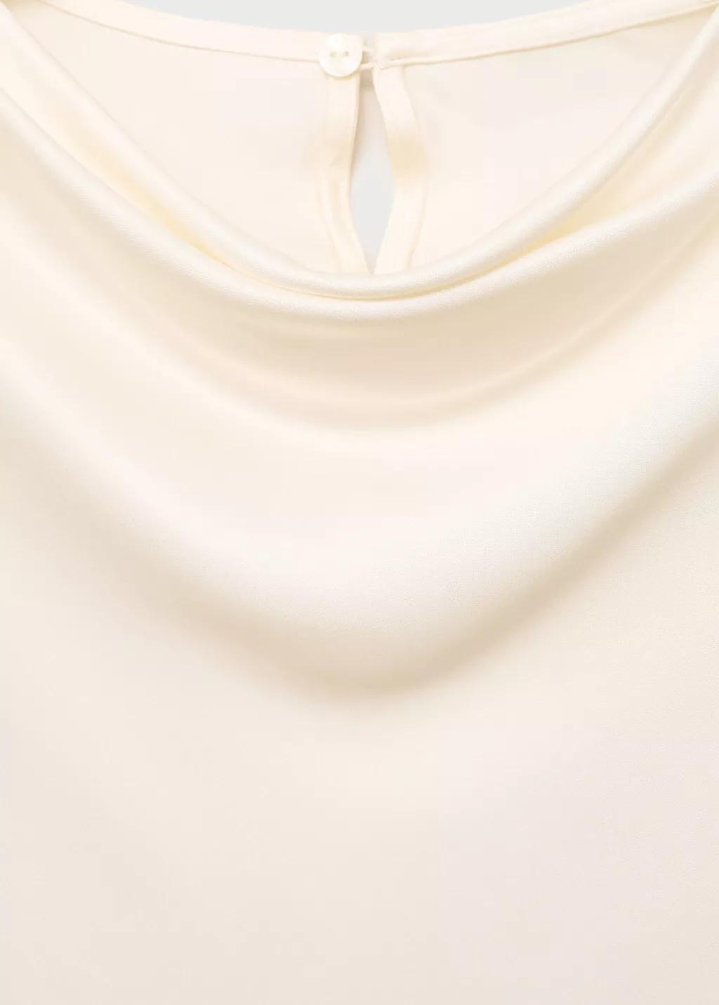 LIGHT BEIGE Satin blouse with draped neck, , large image number 5
