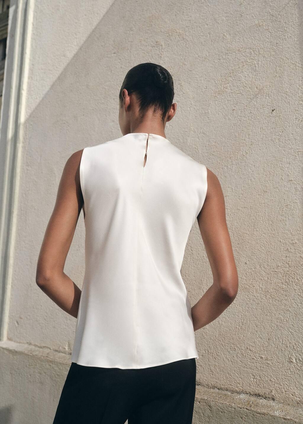 LIGHT BEIGE Satin blouse with draped neck, , large image number 8