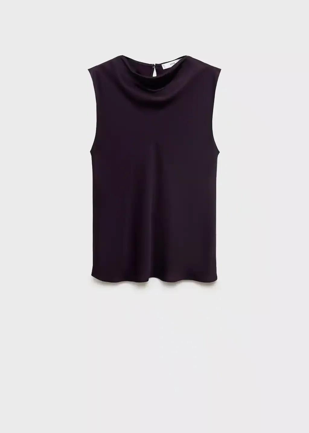 Burgundy Satin Blouse With Draped Neck, 0201_78, large image number 7