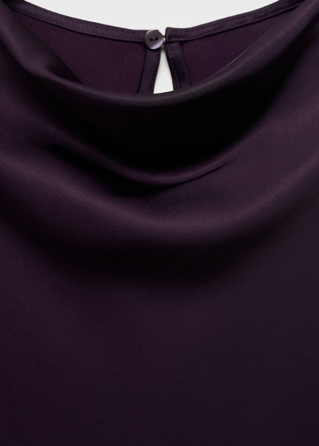 Burgundy Satin Blouse With Draped Neck, 0201_78, large image number 10