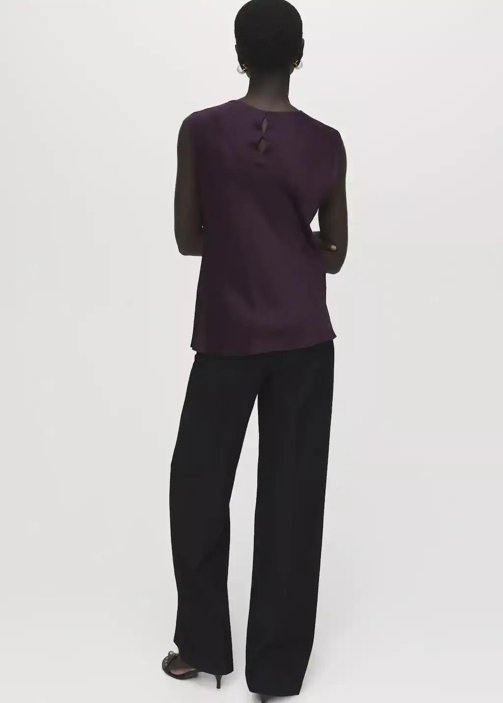 Burgundy Satin Blouse With Draped Neck, 0201_78, large image number 11