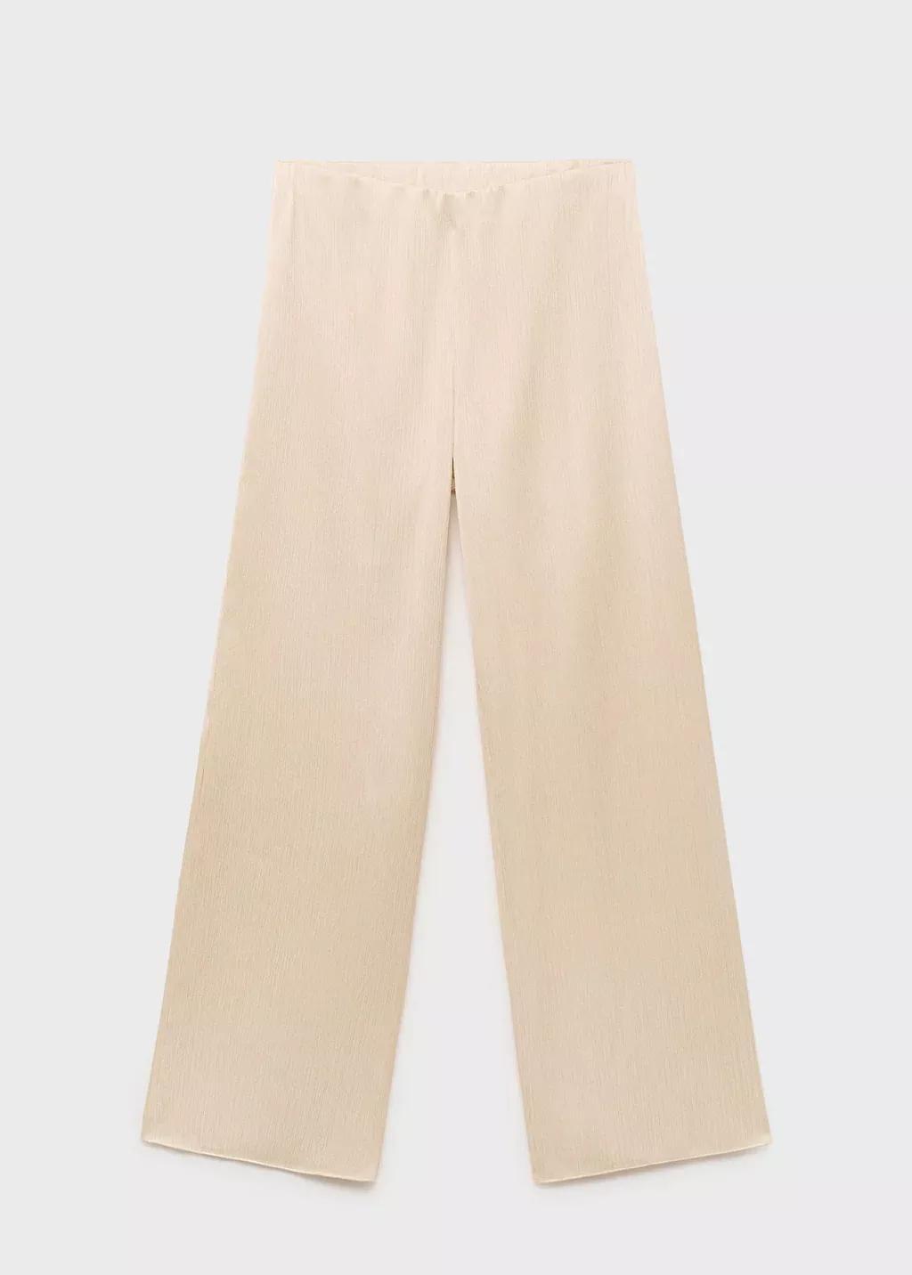 Beige Pleated trousers with elastic waist, Light Beige, medium