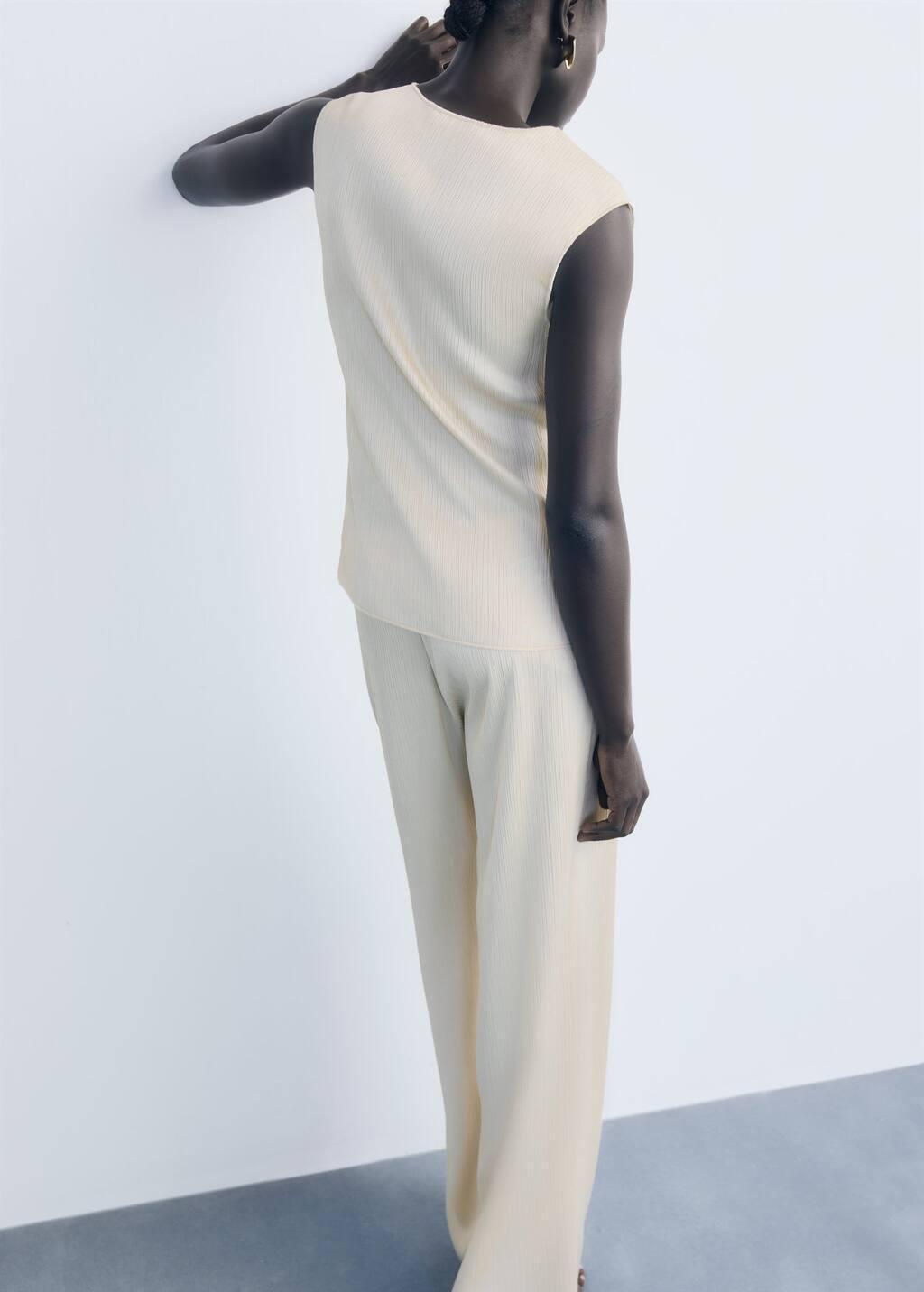 Beige Pleated trousers with elastic waist, Light Beige, large image number 5