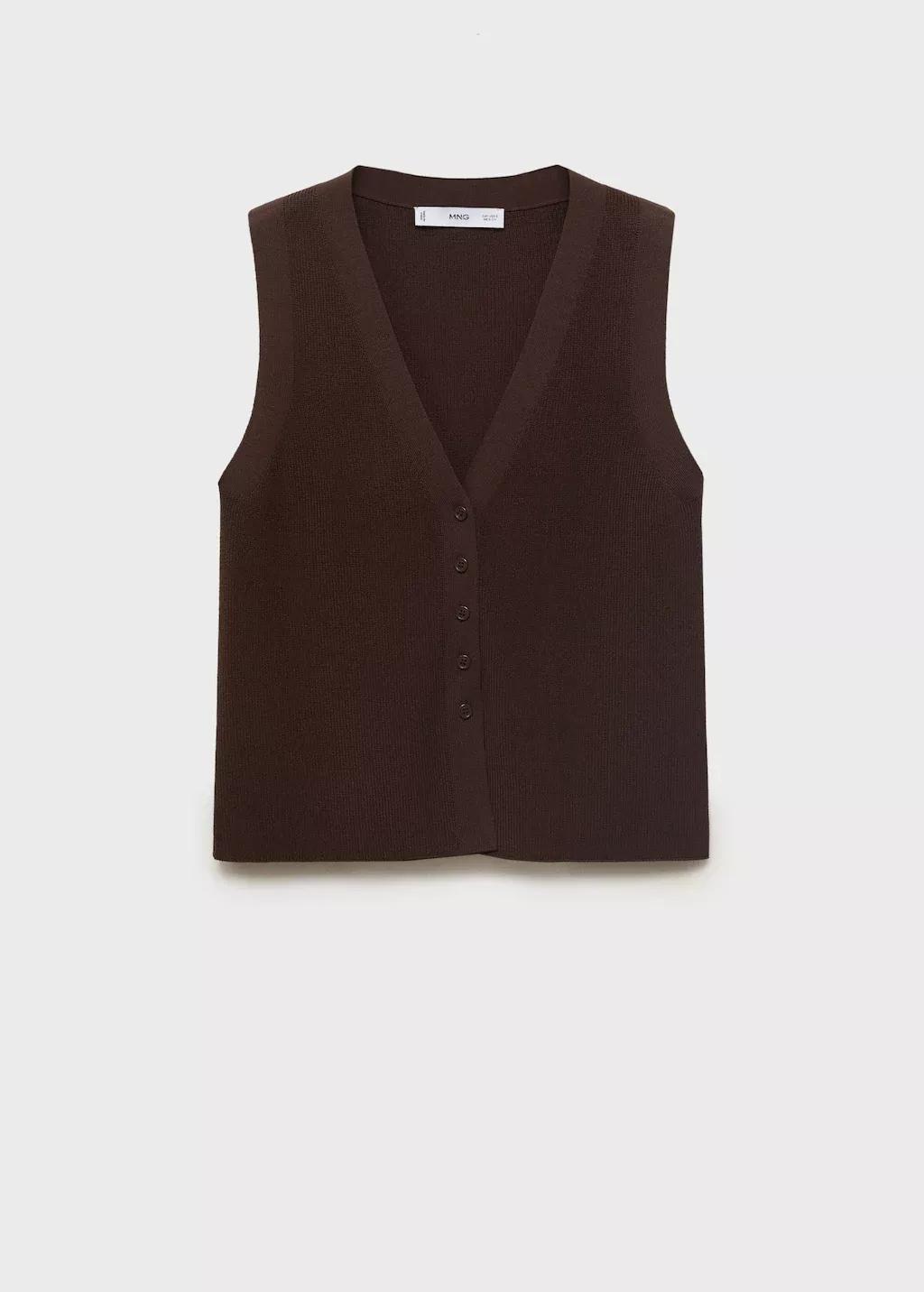 Brown Fine-Knit Gilet, , large image number 0