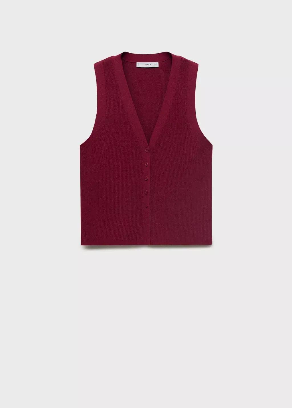 Red Fine-Knit Gilet, 0201_77, medium