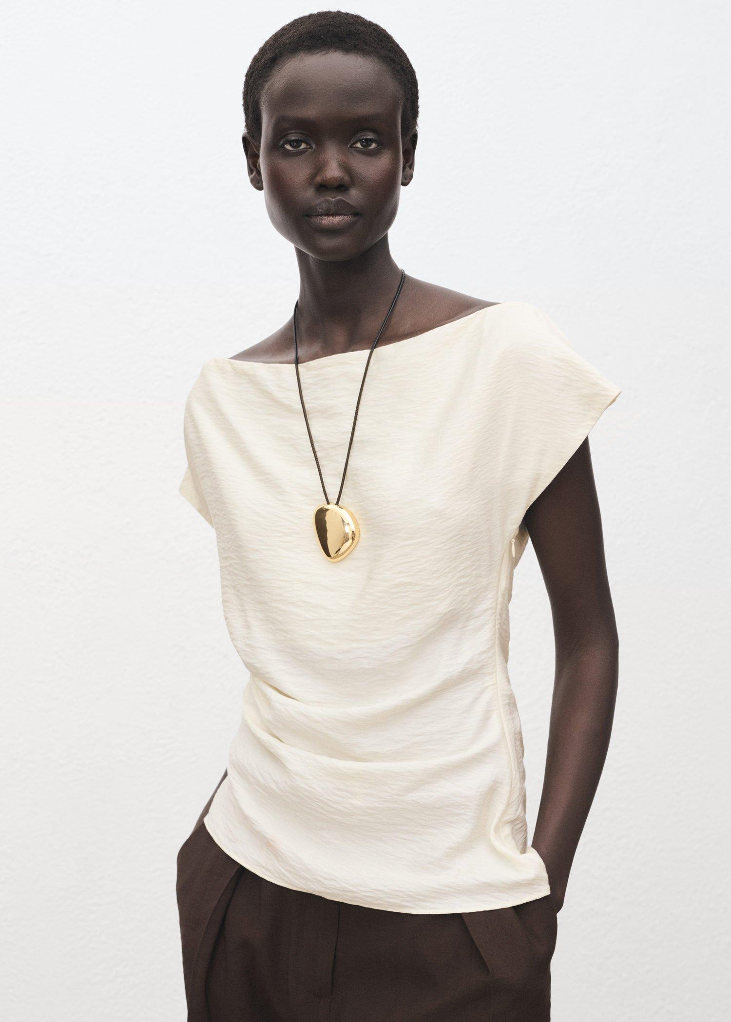 WHITE Blusa modal cuello asimétrico, , large image number 0