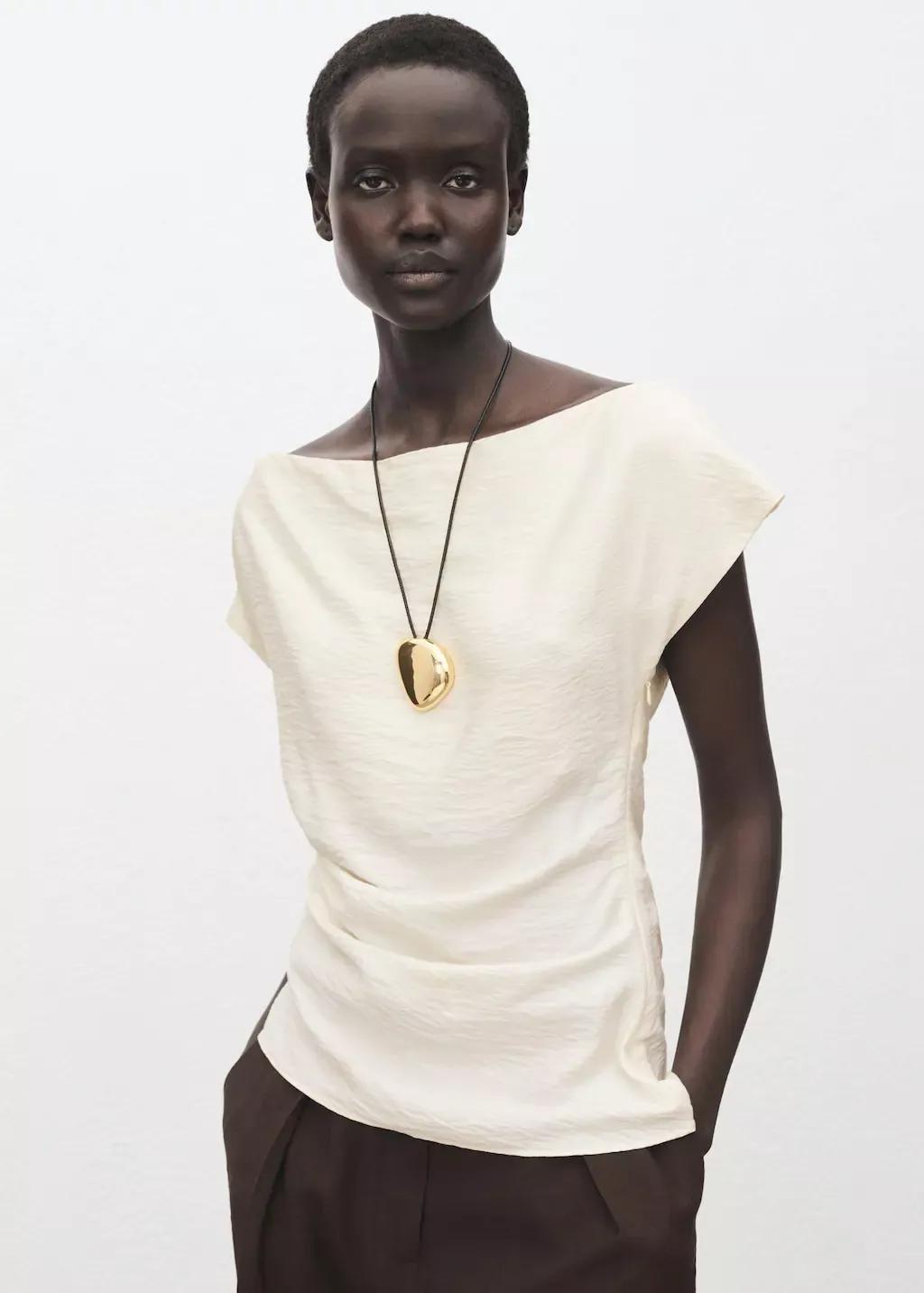 WHITE Blusa modal cuello asimétrico, , large image number 2