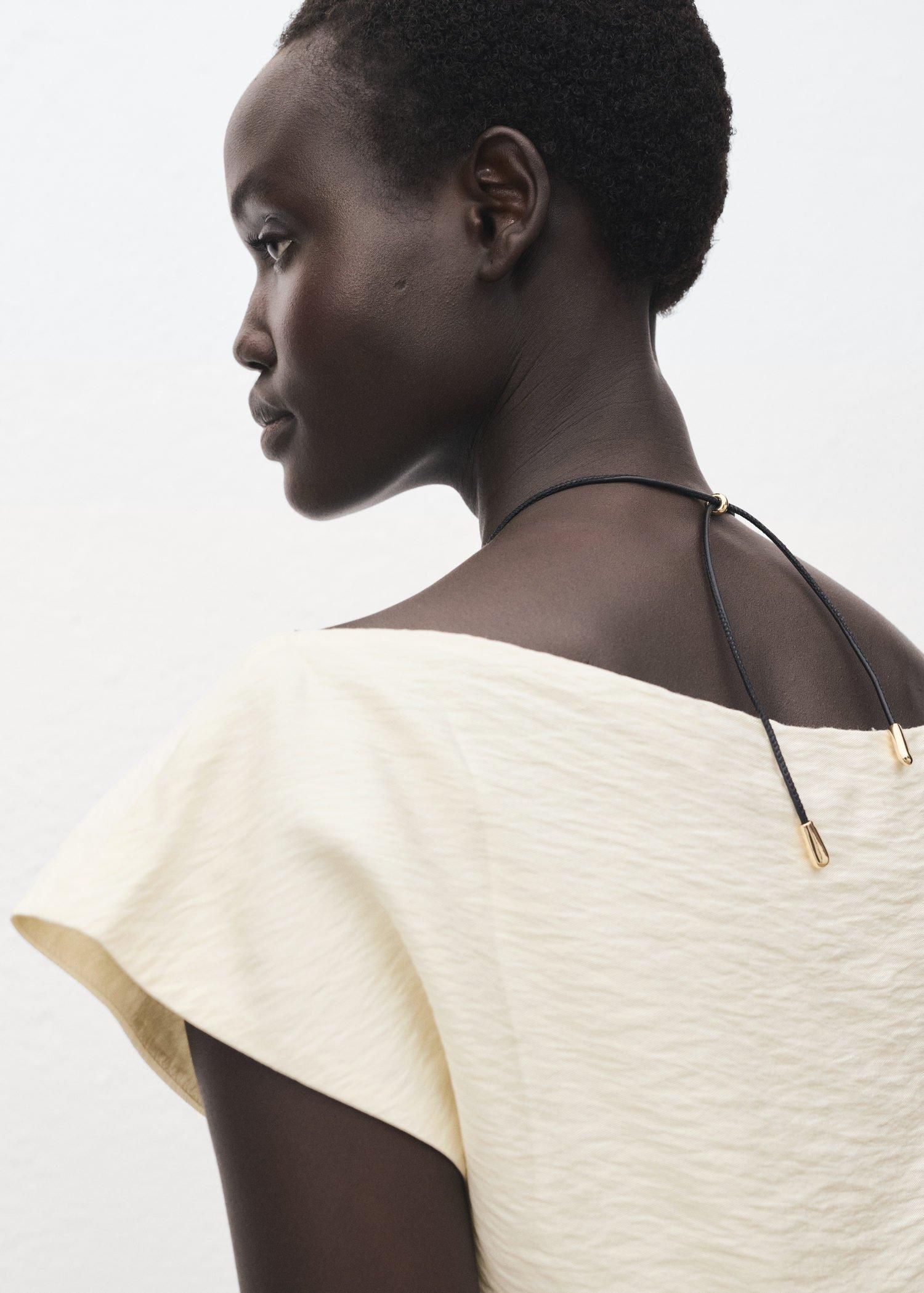 WHITE Blusa modal cuello asimétrico, , large image number 6