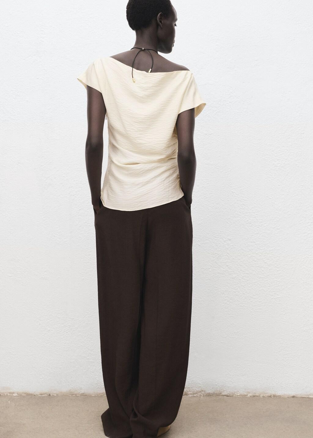 WHITE Blusa modal cuello asimétrico, , large image number 7