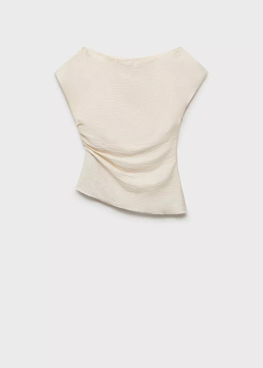 WHITE Blusa modal cuello asimétrico, , large image number 11