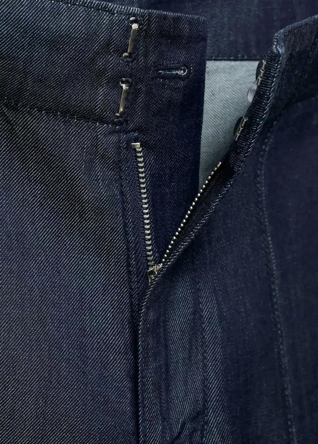 Blue Wide leg denim pants with stitching, , large image number 4