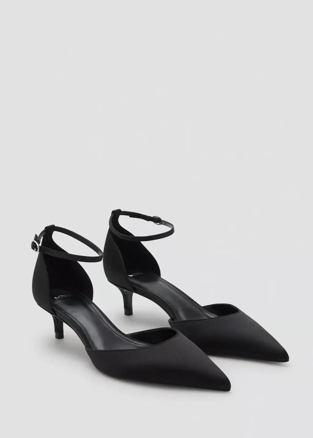 BLACK Kitten-heeled shoes with ankle strap, 0201_99, medium
