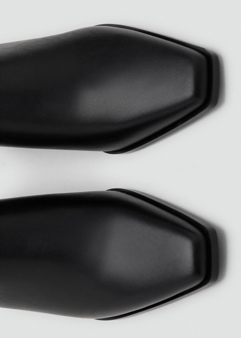 Black Leather Heeled Boots, Black, medium