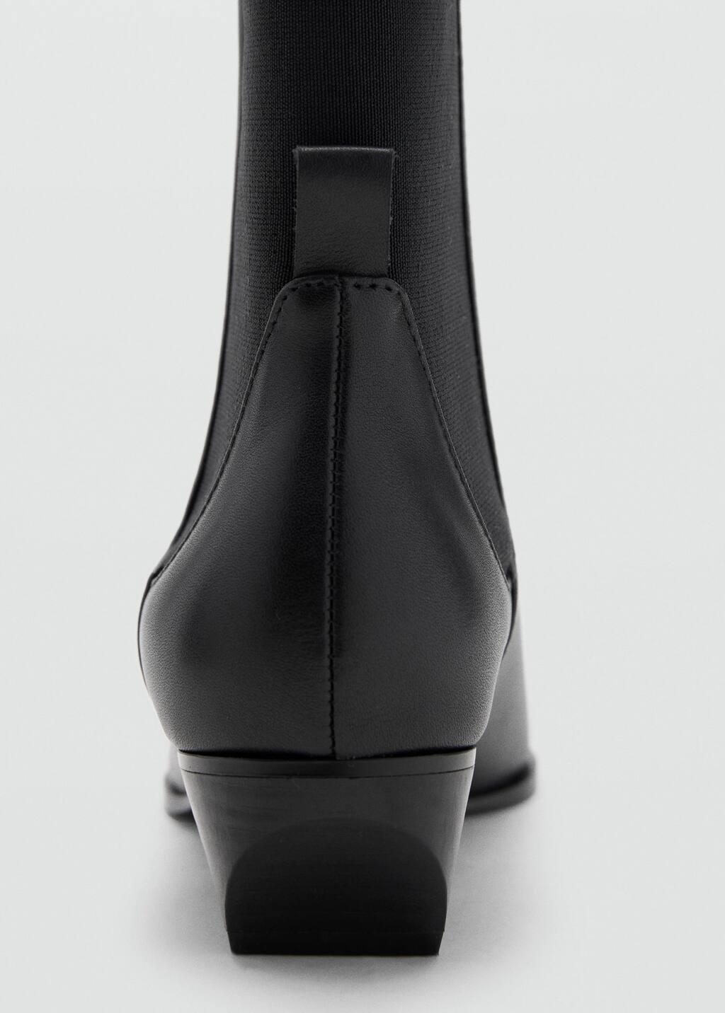 Black Leather Heeled Boots, , large image number 4
