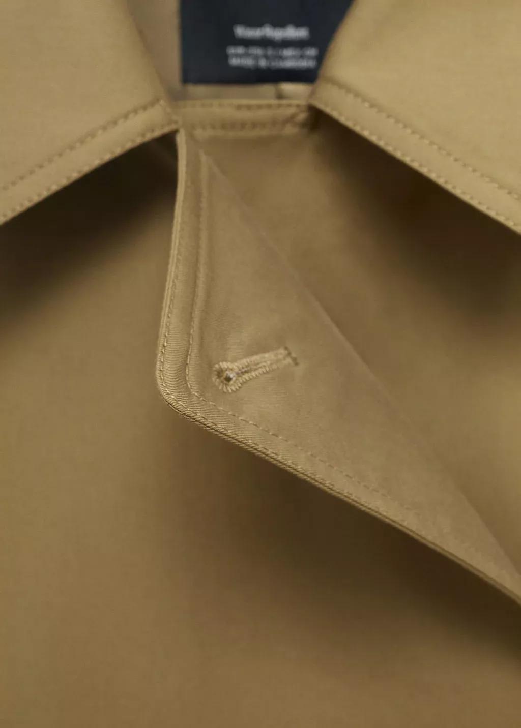 Khaki Long Double-Breasted Trench Coat, , large image number 4