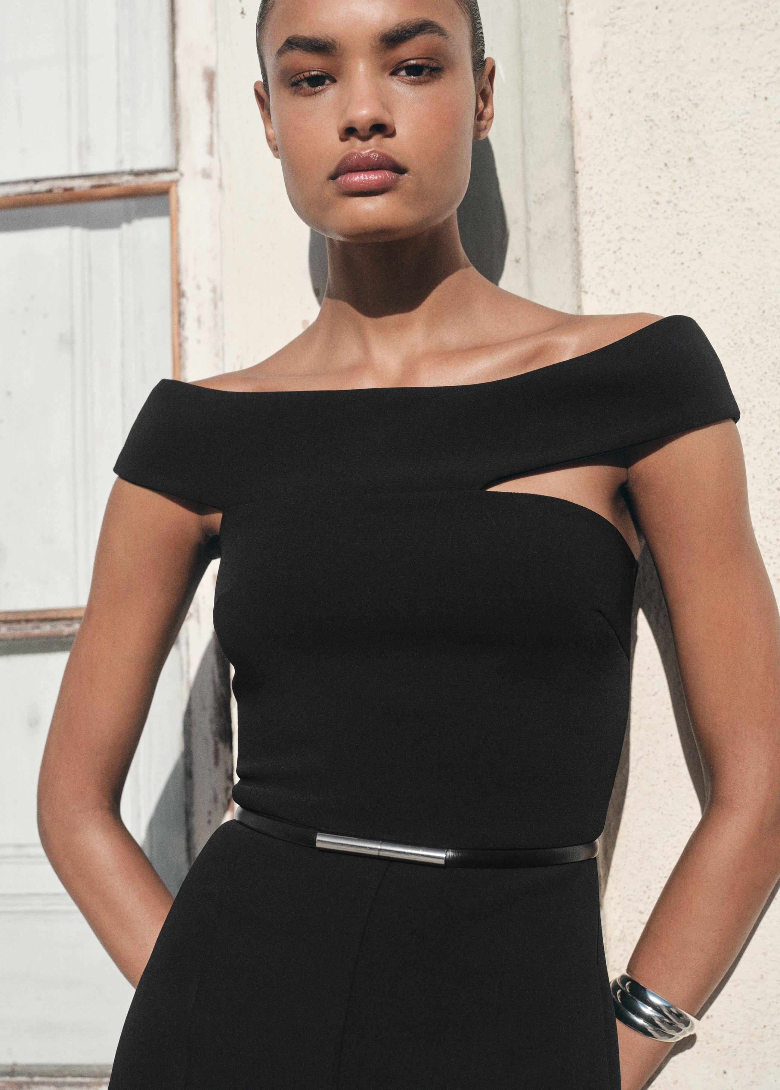 BLACK Long jumpsuit with asymmetrical neck, , large image number 0