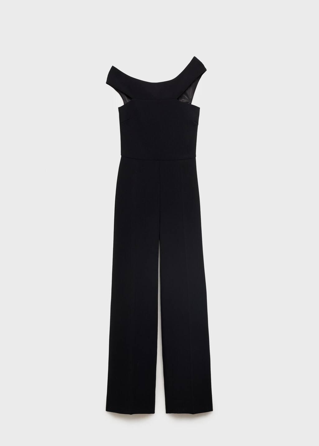BLACK Long jumpsuit with asymmetrical neck, , large image number 6