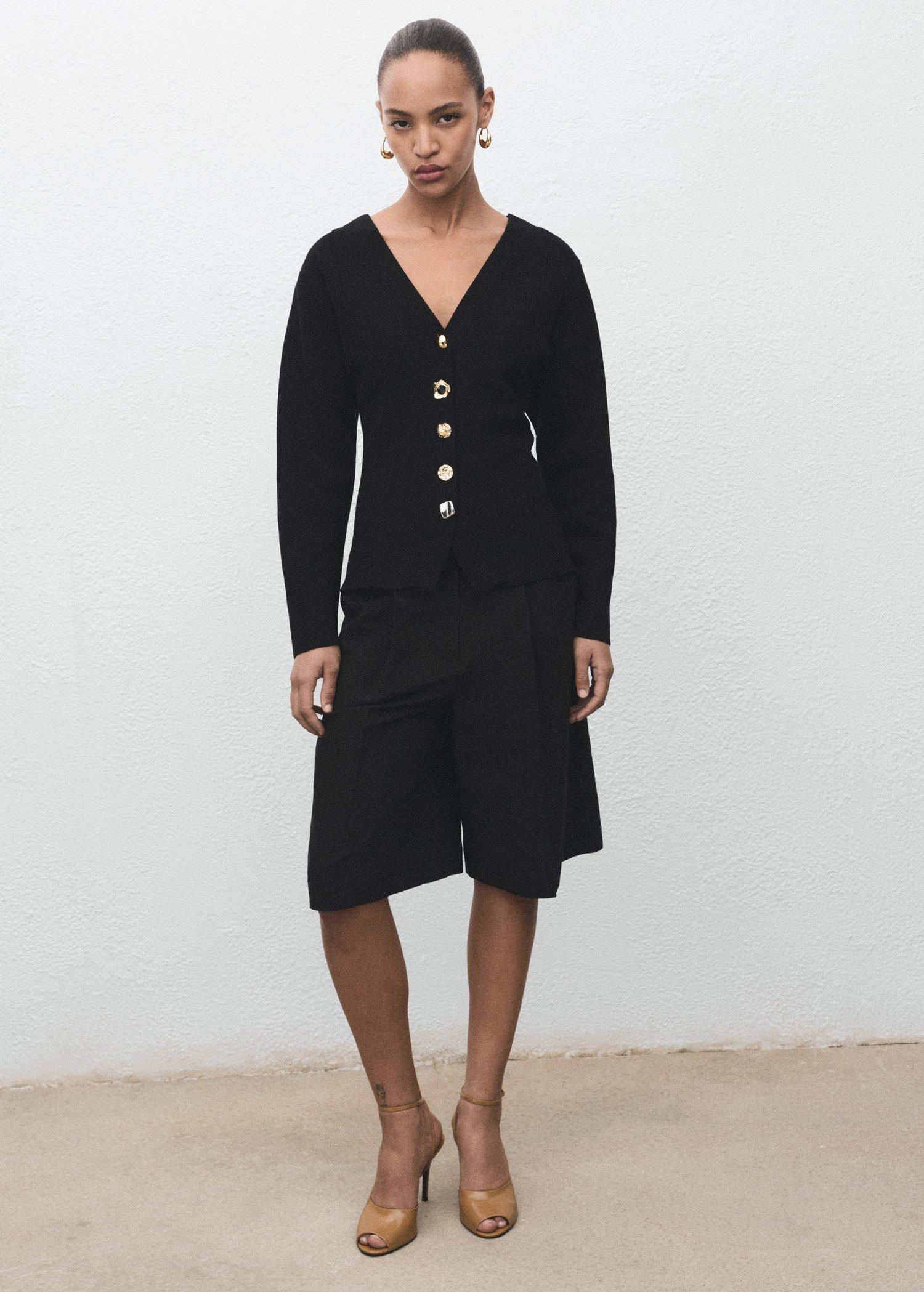 BLACK Knitted jacket with jewel buttons, , large image number 0